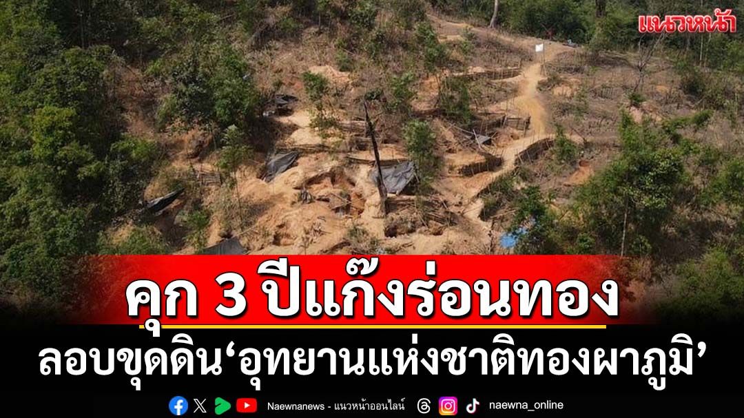 ศาลสั่งคุก 3 ปีไม่รอลงอาญา 2 ผู้ต้องหาแก๊งเถื่อน ลอบขุดดิน‘ร่อนทอง’อุทยานฯทองผาภูมิ