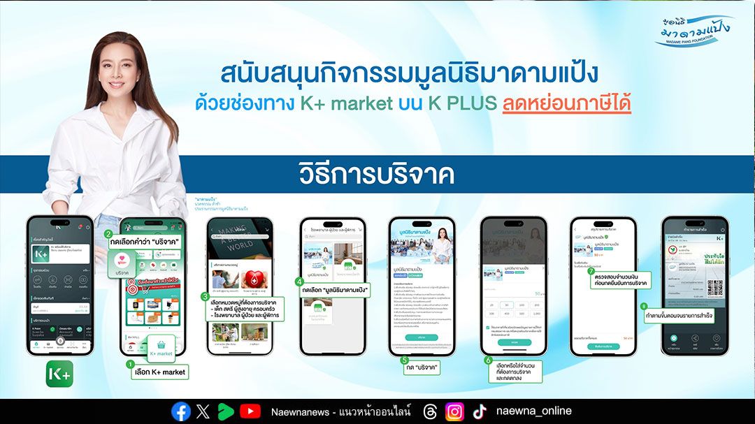 มูลนิธิมาดามแป้งเปิดช่องทางสนับสนุนมูลนิธิฯ ผ่าน K+ market ลดหย่อนภาษีได้