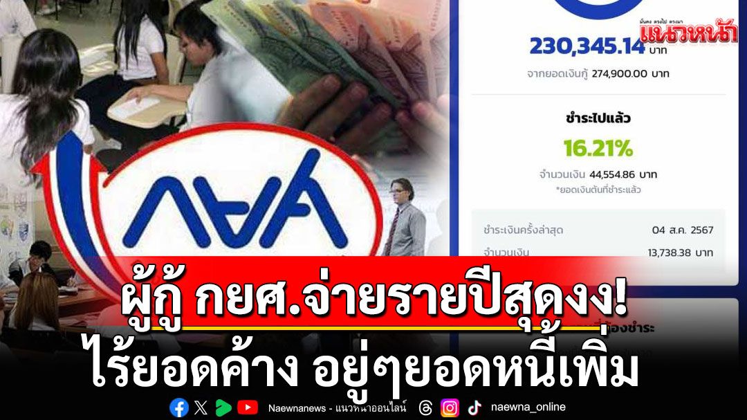 เพจดังเผย เคสผู้กู้ กยศ.จ่ายรายปี ไร้ยอดค้าง อยู่ๆยอดหนี้เพิ่ม ไม่ตรงตารางผ่อน