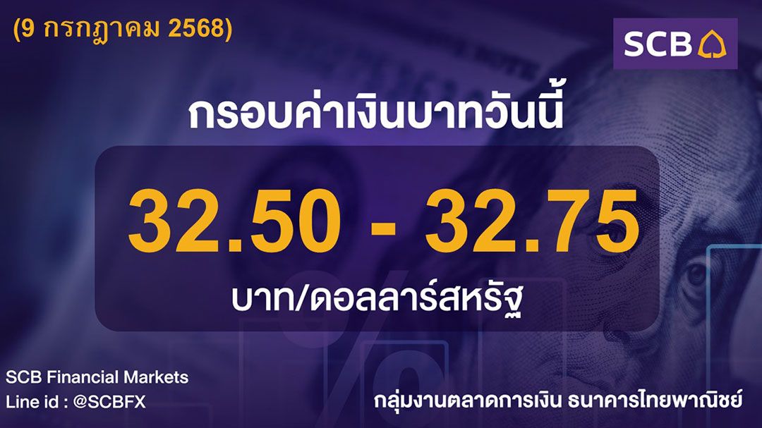 ค่าเงินบาทประจำวันที่ 9 กรกฎาคม 2568