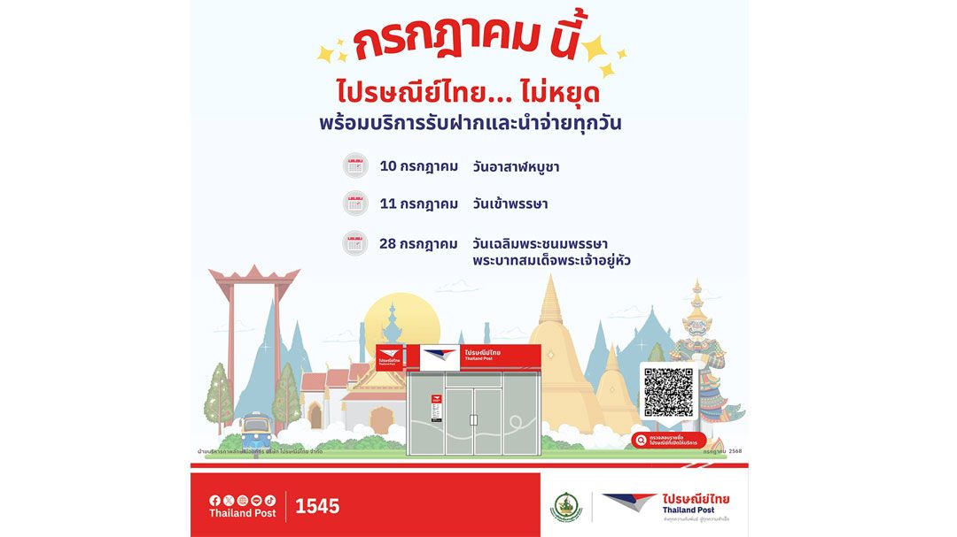 ไปรษณีย์ไทยไม่หยุด! พร้อมให้บริการทุกวัน