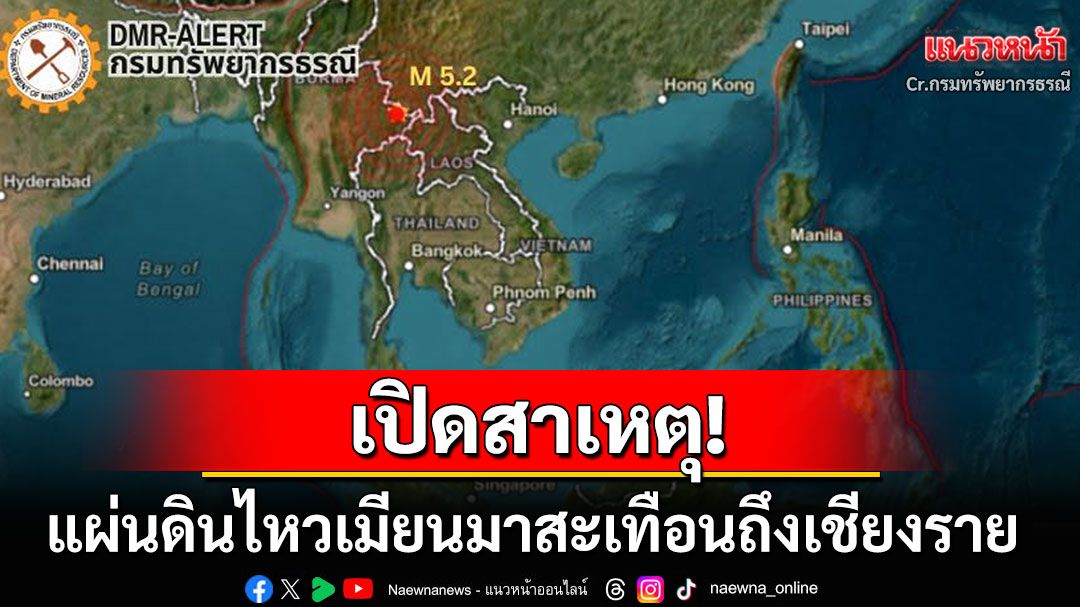 เปิดสาเหตุ! แผ่นดินไหวเมียนมาเกิดจากรอยเลื่อน'จิ่งหง' เชียงรายรับรู้ถึงแรงสั่นสะเทือน