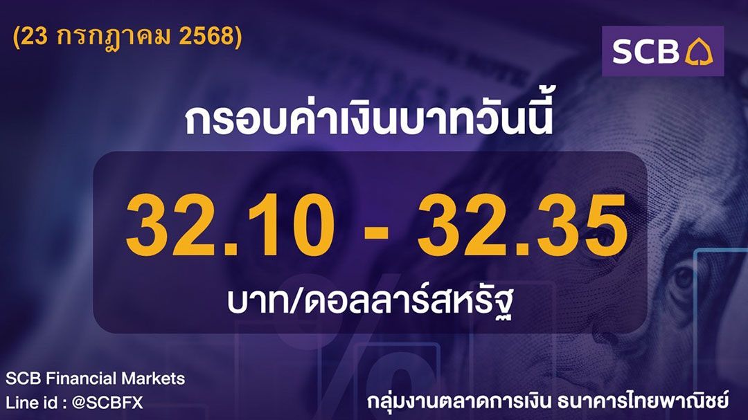 ค่าเงินบาทประจำวันที่ 23 กรกฎาคม 2568