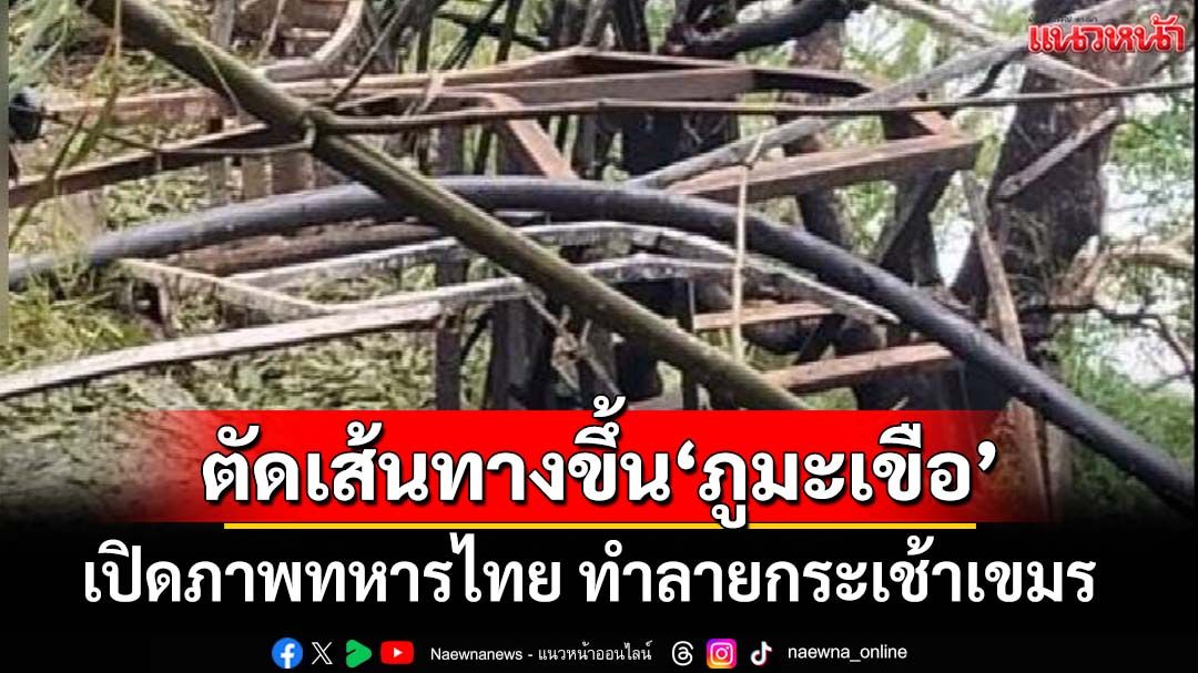 เปิดภาพทหารไทย ทำลายกระเช้า-บันได ตัดเส้นทางกัมพูชาขึ้น‘ภูมะเขือ’สำเร็จ