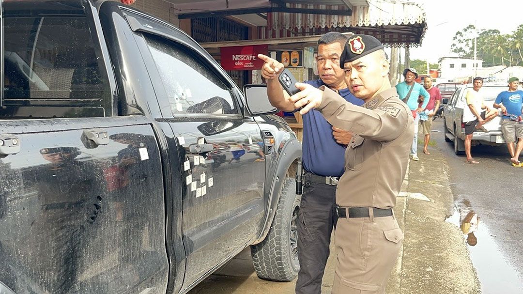 ดับ‘กำนันเล้น’  รัวM-16ถล่ม15นัดคากระบะ  คาดชนวนฆ่าขัดแย้งส่วนตัว