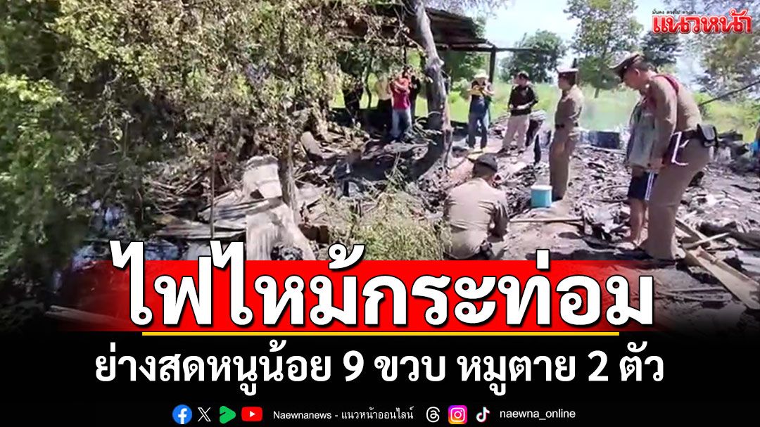 สลดไฟไหม้กระท่อม! ย่างสดหนูน้อย 9 ขวบ หมูตายอีก 2 ตัว