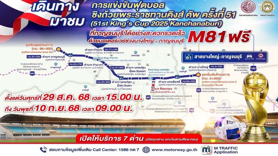 เปิดทางฟรี!หวังคนไทยยกพลเชียร์‘คิงส์คัพ’