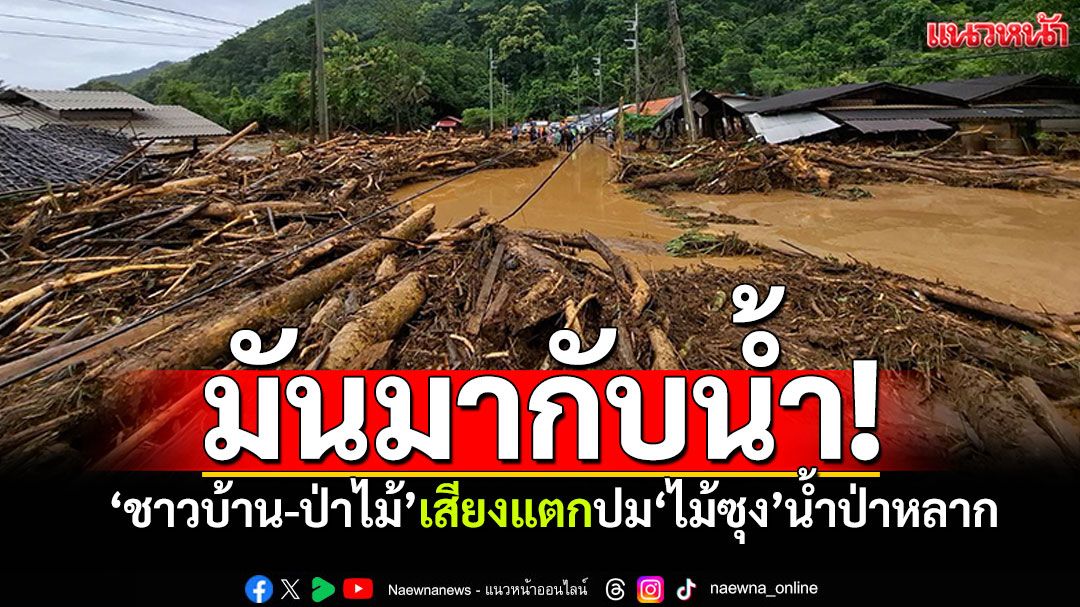 ‘ชาวบ้านผาบ่อง-ป่าไม้’เสียงแตก! ปม‘ไม้ซุง’ไหลมากับน้ำป่าหลาก