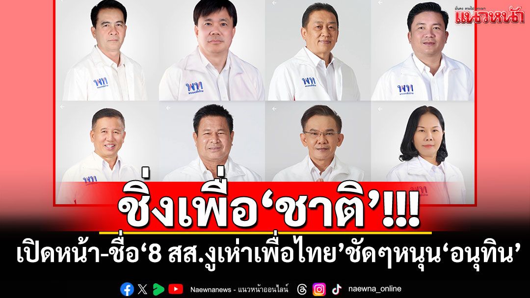 ชิ่งเพื่อชาติ! เปิดหน้า-ชื่อ‘8 สส.งูเห่าเพื่อไทย’ ชัดๆหนุนโหวต‘อนุทิน’นั่ง‘นายกฯคนที่32’