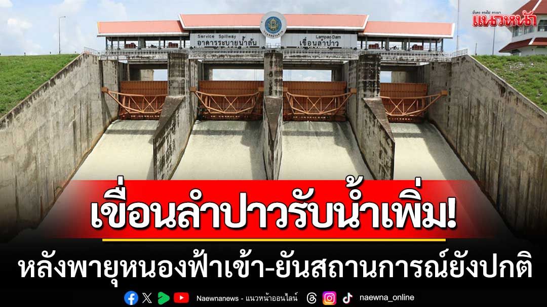 เขื่อนลำปาวรับน้ำเพิ่ม! ปริมาณพุ่ง 60% หลังพายุหนองฟ้าเข้า-ยันสถานการณ์ยังปกติ