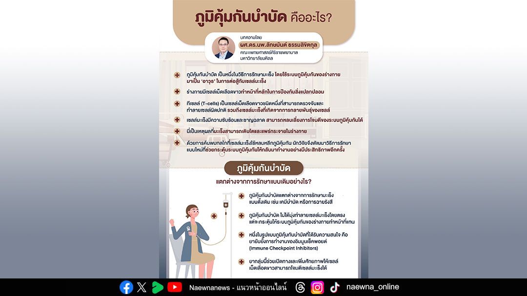 ‘ภูมิคุ้มกันบำบัด’ อีกทางเลือกในการรักษามะเร็ง