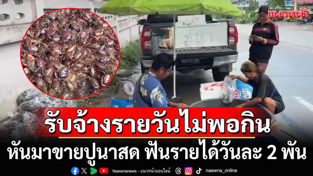 รับจ้างรายวันไม่พอกิน!!! หันมาขายปูนาสด ฟันรายได้วันละ 2 พัน
