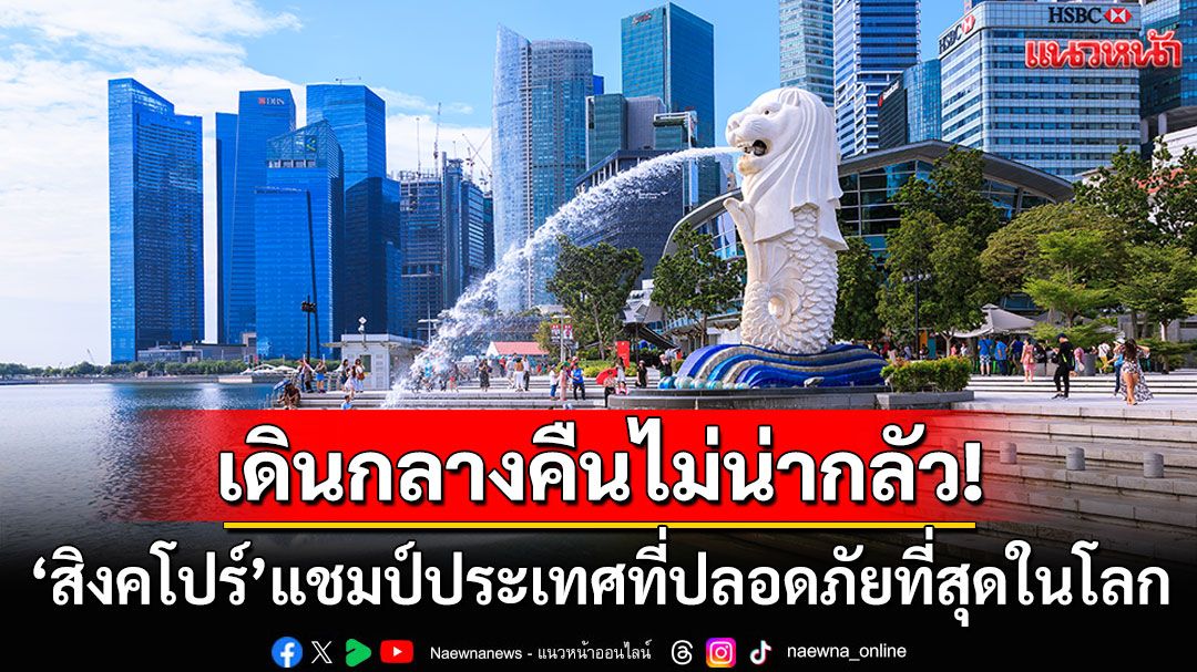 'สิงคโปร์'ครองแชมป์ต่อเนื่องเป็นปีที่12 ประเทศที่ปลอดภัยที่สุดในโลก