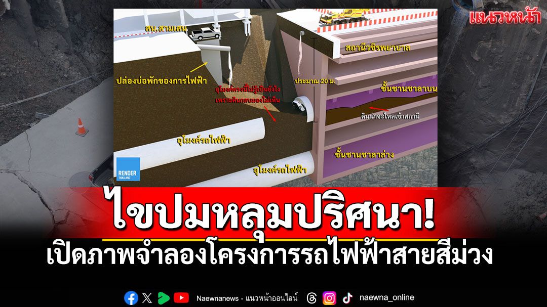 ถนนยุบ! เปิดภาพจำลองโครงการรถไฟฟ้าสายสีม่วง ไขปมหลุมปริศนาหน้ารพ.วชิระ