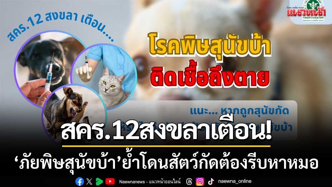 สคร.12สงขลาเตือนภัย! ‘โรคพิษสุนัขบ้า’ ย้ำโดนสัตว์กัดต้องรีบหาหมอฉีดวัคซีน