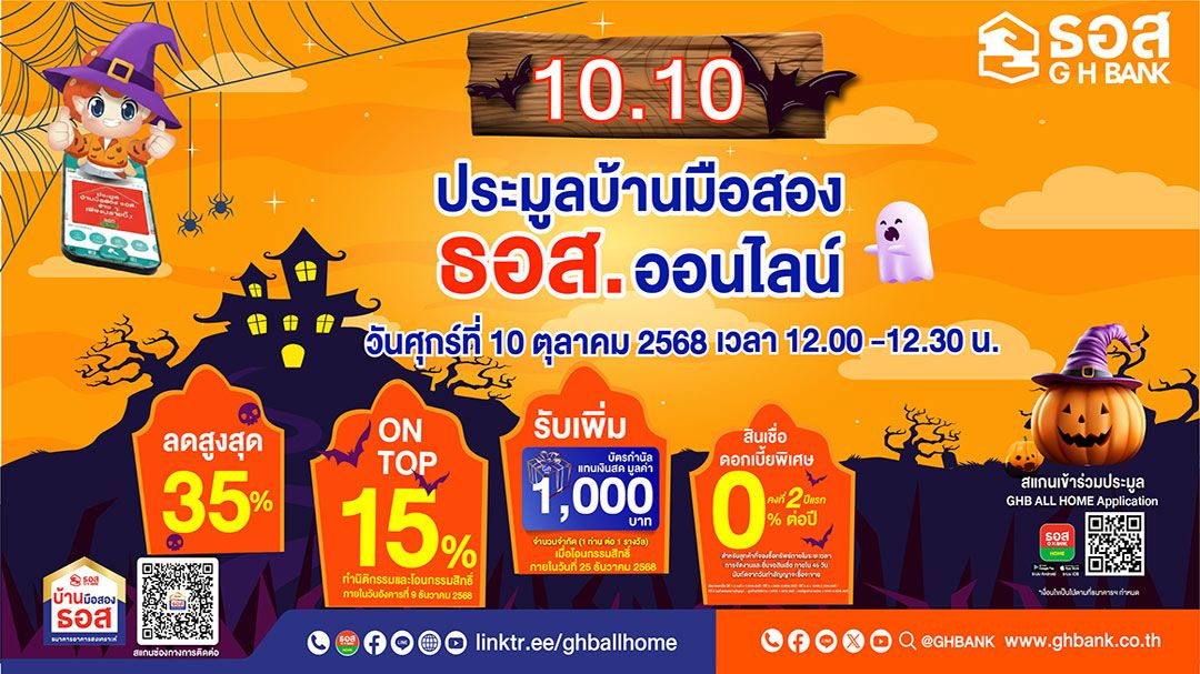 ธอส.จัดงานประมูลบ้านมือสองออนไลน์ ต.ค.นี้ ลดสูงสุด 35%