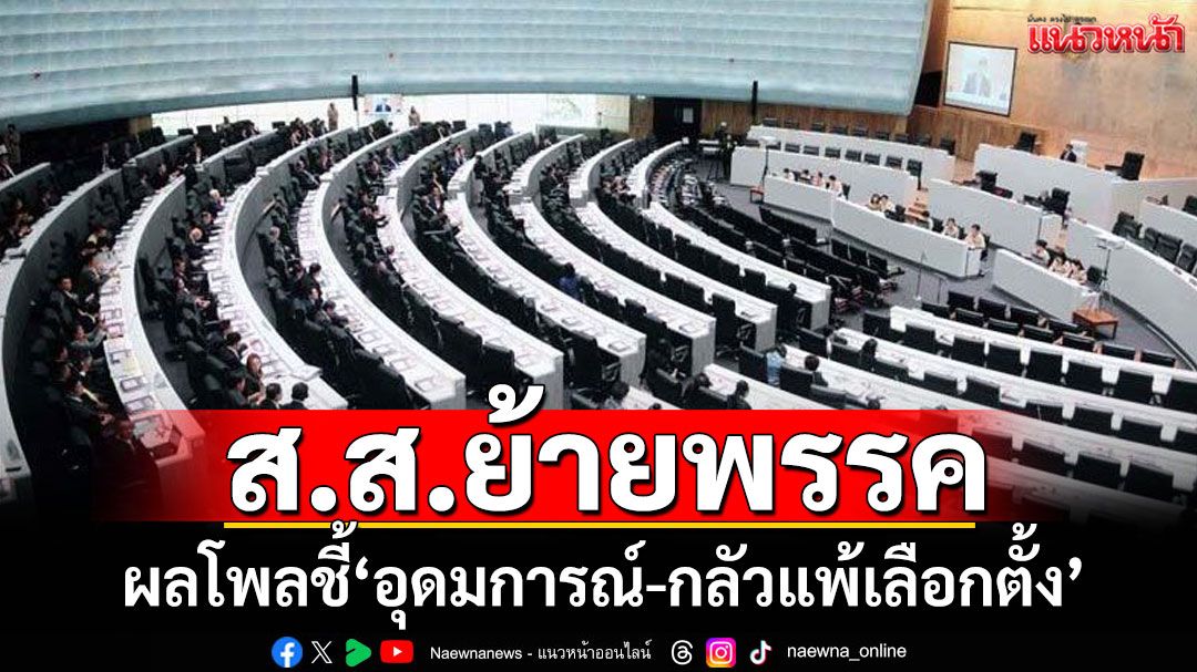 ผลโพลทุบเปรี้ยง'สส.ย้ายพรรค'อุดมการณ์-กลัวแพ้เลือกตั้ง' บั่นทอนเสถียรภาพการเมืองไทย