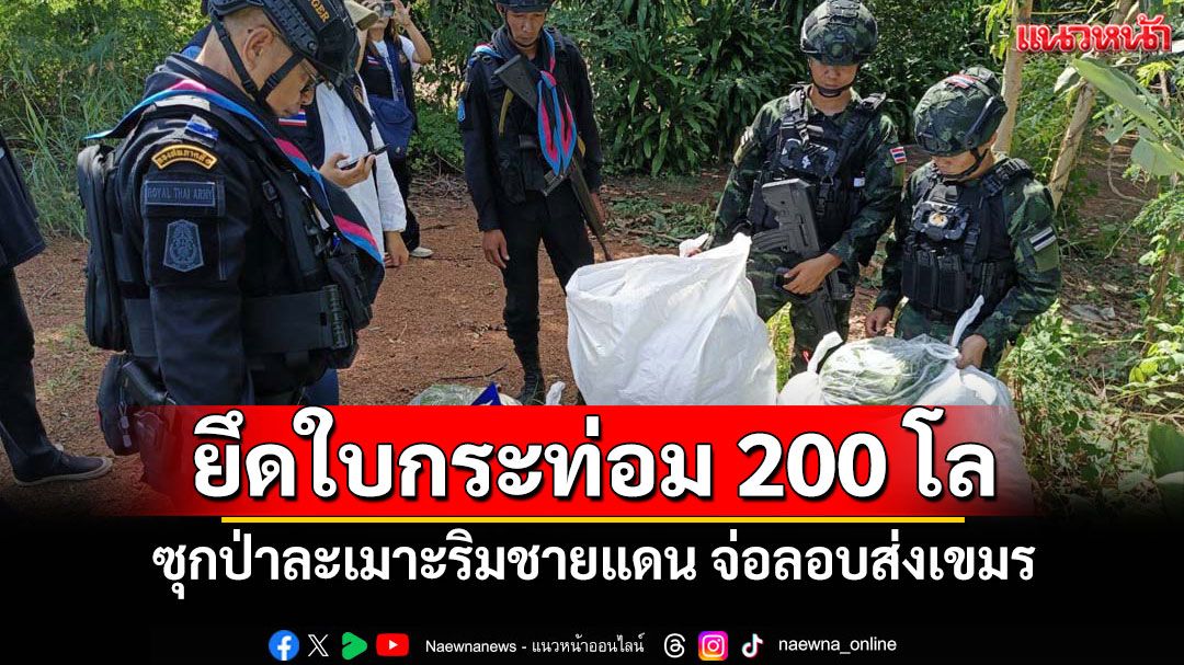 ยึดใบกระท่อม 200 โล ซุกป่าละเมาะริมชายแดน จ่อลอบส่งเขมร