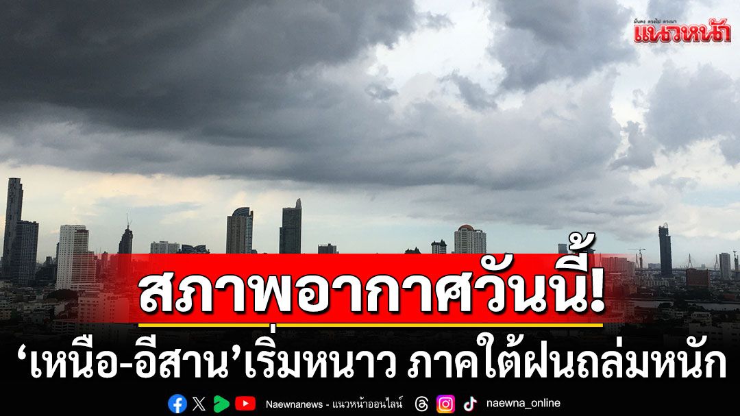 สภาพอากาศวันนี้! 'เหนือ-อีสาน'เริ่มหนาว ภาคใต้ฝนถล่มหนัก