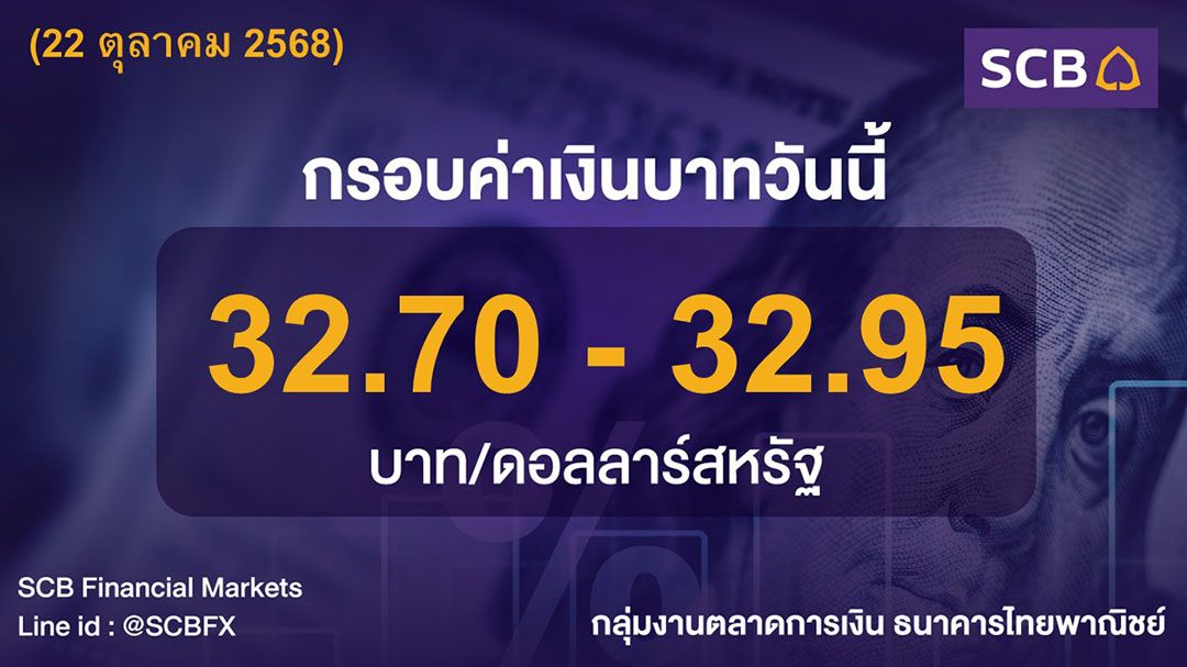 ค่าเงินบาทประจำวันที่ 22 ตุลาคม 2568
