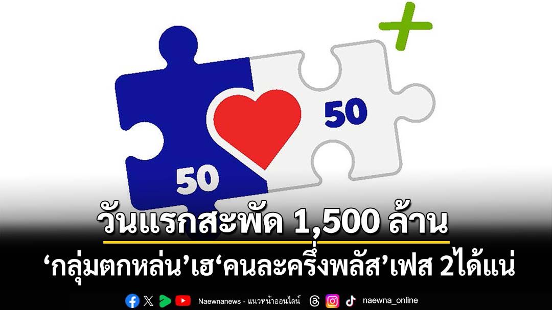 ‘คนละครึ่งพลัส’วันแรก เงินสะพัด 1.5 พันล้าน ‘กลุ่มตกหล่น’เตรียมเฮ‘เฟส 2’ได้แน่