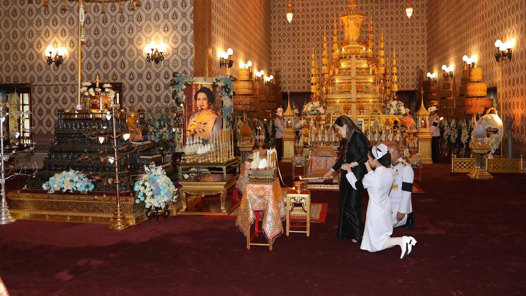 ‘กรมพระศรีสวางควัฒน’เสด็จฯทรงบำเพ็ญพระราชกุศลถวายพระบรมศพ‘สมเด็จพระพันปีหลวง’