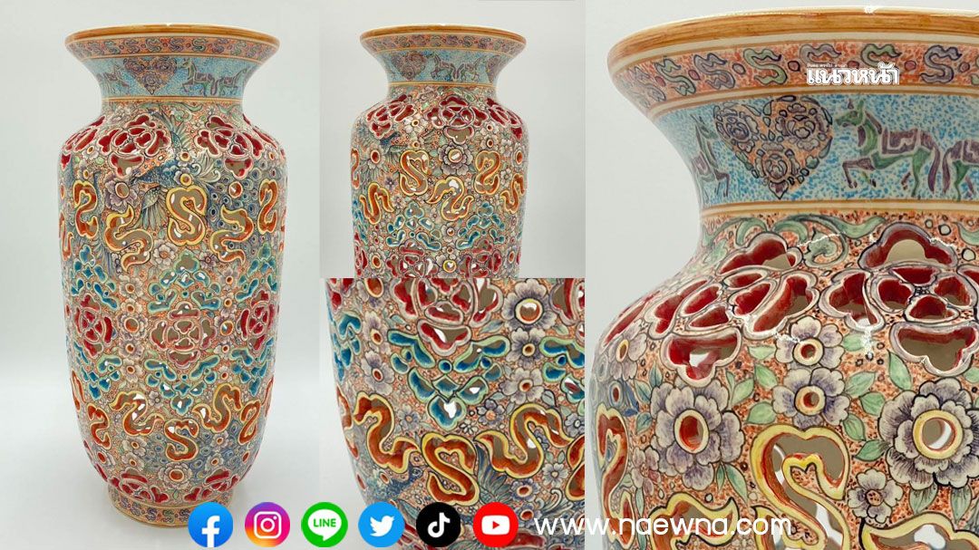 'แจกันเขียนลายสิริราชพัสตราภรณ์' งานหัตถกรรมนำลายผ้าพระราชทาน 'พระองค์หญิงสิริวัณณวรีฯ' กับเครื่องปั้นดินเผา