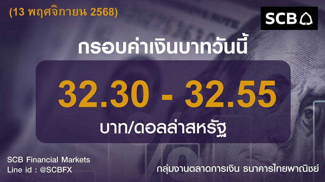 ค่าเงินบาทประจำวันที่ 13 พฤศจิกายน 2568