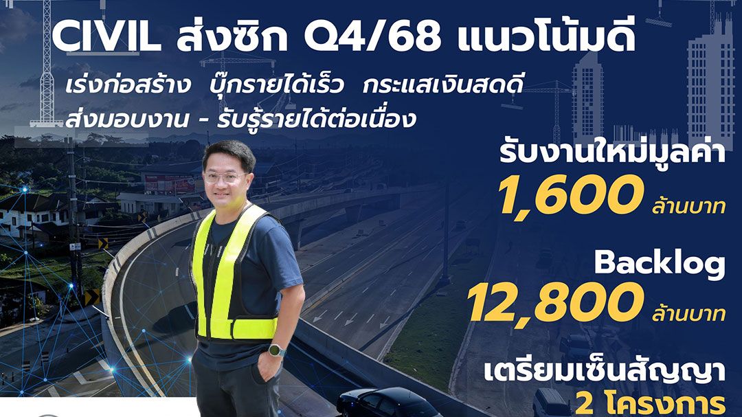 CIVIL ส่งซิก Q4/68 แนวโน้มดี จ่อรับงาน 2 โครงการใหญ่