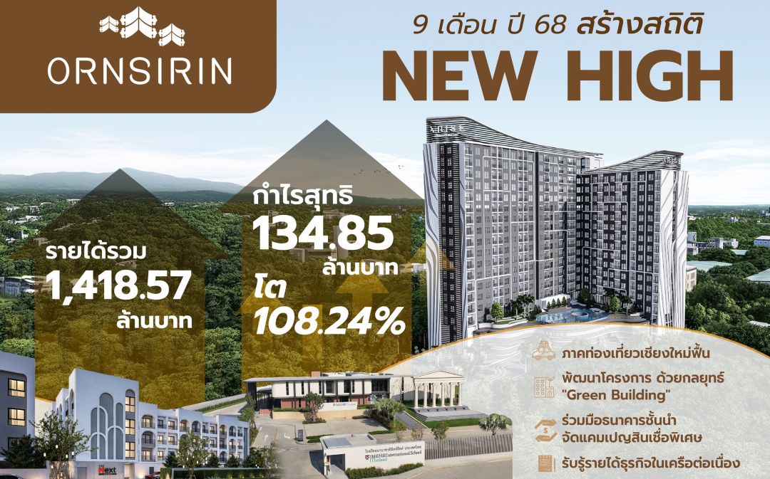 ORN ทุบสถิติ 9 เดือน 68 New High รายได้ 1,418 ล้านบาท กำไรโต 108%