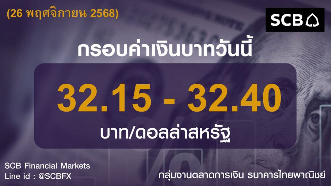 ค่าเงินบาทประจำวันที่ 26 พฤศจิกายน 2568