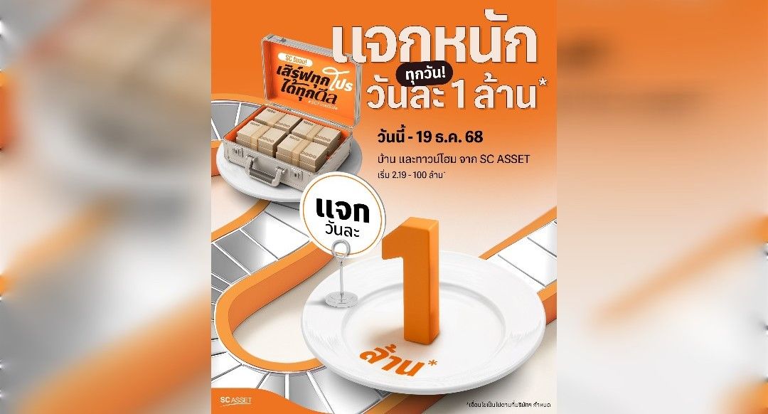 SC Asset ปล่อยโปรดีที่สุดแห่งปี “SC Final Sale” แจกทุกวัน วันละ 1 ล้านบาท