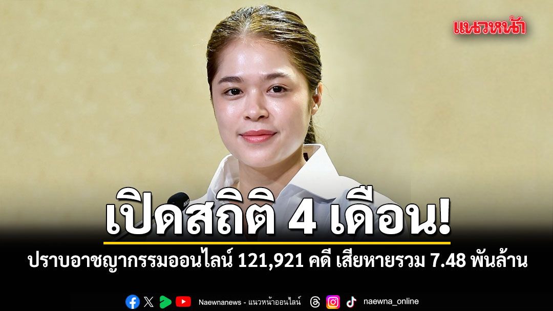 เปิดสถิติ 4 เดือน! ปราบอาชญากรรมออนไลน์ 121,921 คดี เสียหายรวม 7.48 พันล้านบาท